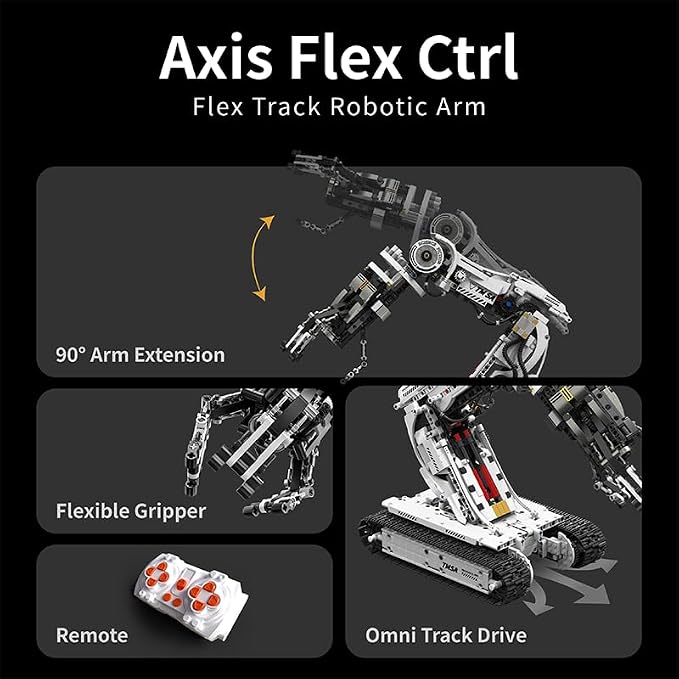 UNCLE BRICK Technical Tracked Robot Arm Building Block Kits,STEM Educational Toys,Upgraded Version Remote & APP Controlled,Set for Boys and Girls 8-14,Technical Robotic Arm Set for Adult(1468Pcs)