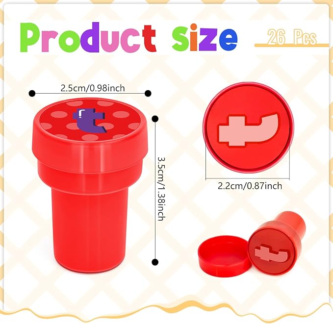 Cinrobiye 24 Pcs Alphabet Stampers Party Favor Set, Cute Letter Stamps for Kids Birthday Party, Classroom Rewards, ABC Learning Toys, Goody Bag Fillers, Educational School Supplies