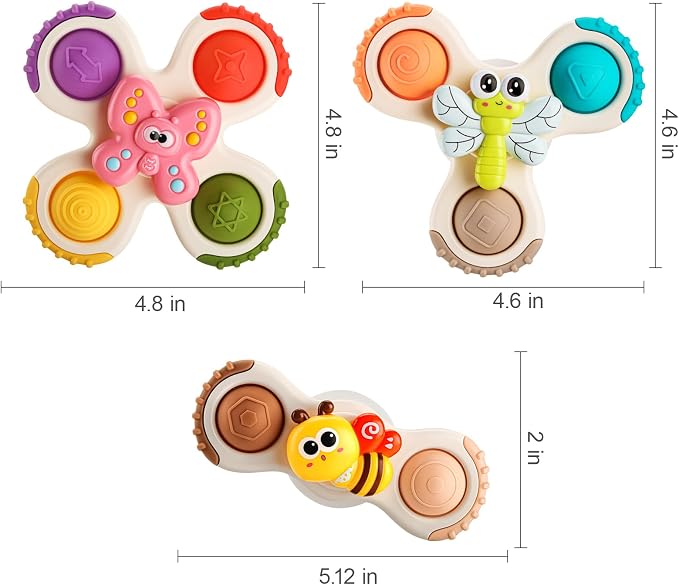 Pop Suction Cup Spinner Airplane Travel Toys for 1 Year Old Boy Girl | Novelty Spinning Tops Infant 12 18 Months,1 2 Year Old Boy Birthday Gift for Toddlers ,Sensory Baby Bath Toy Kids Ages 1-3