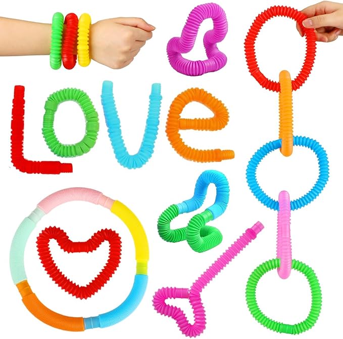 52 Pack Pop Tubes, Sensory Toys Party Favors for Kids 8-12 Fidget Toys for Anxiety Goodie Bag Stuffers Treasure Box Classroom Prizes Gifts for 3 4 5 6 7 8 9 Year Old Boys Girls Toddlers- 10 Colors
