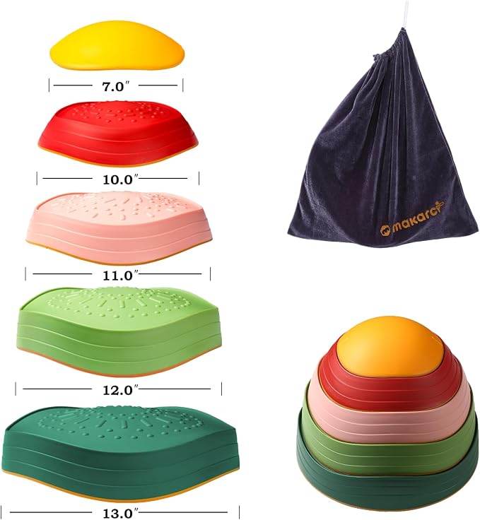 Balance stepping stones for kids, non-slip toddlers sensory toys outdoor or indoor play, promoting motor skills and confidence,Coordination Toys for children age 3 4 5 6 7+（forest）