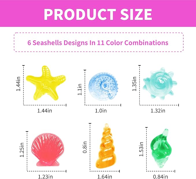 200+ Pcs Mini Sea Shell Sensory Bin Filler Diving Gem Pool Toys | Small Bulk Plastic SeaShells Decorations, Acrylic Tiny Seashells Craft, Mermaid Party Favors Bulk, 11 Colors 6 Styles Mixed