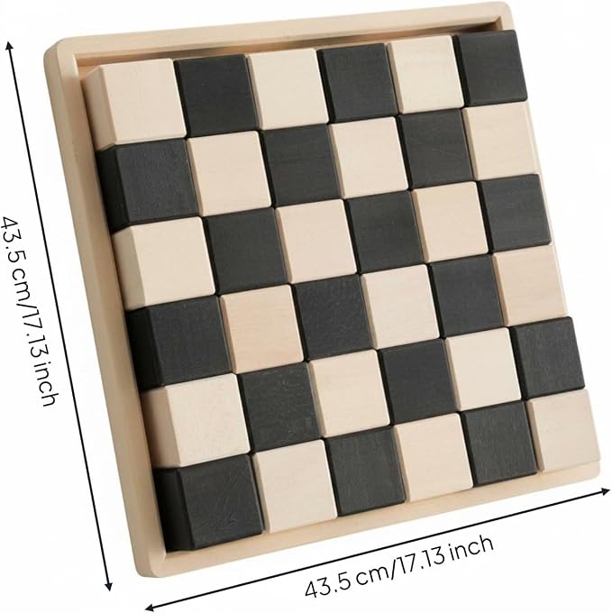 Children Building Blocks Wooden Mosaic Blocks Set Rainbow Blocks Toy Preschool Building Spatial Thinking Basswood Suitable for classrooms Home Play Preschool, Black and White