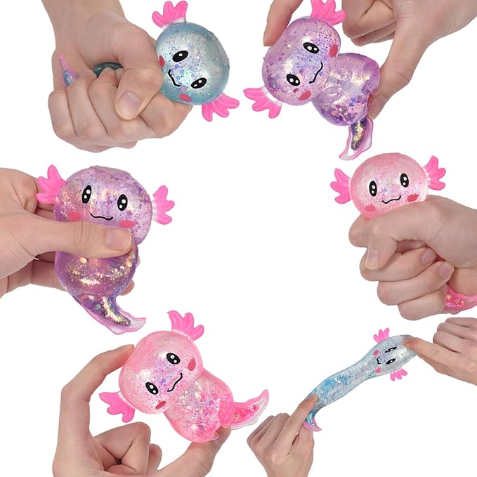 Axolotl Squishy Stress Ball, Soft TPR Slow Rising Squeeze Toy, Cute Axolotl Fidget Toy for Stress Relief, Anxiety Calming Sensory Toy for Kids Adults