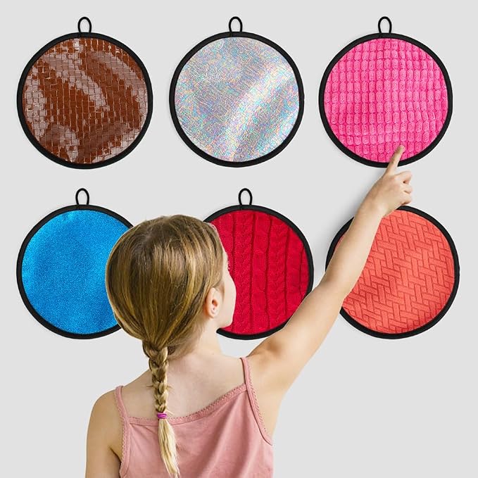 16 Set Round Montessori Sensory Mini Mats Textured Sensory Tiles ＆ Wall | Sensory Toys for Autistic Children, Babies, and Toddlers with Sensory Issues, Tactile Sensory Walls and Sensory Play