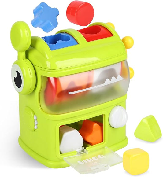 Monster Eating Shapes, Montessori Shape Sorter Toy for Toddlers Ages 1-3 | Monster Eating Shapes Toy, Sensory Learning Activity, Fine Motor Skill Play, Color & Shape Recognition, Matching & Sorting