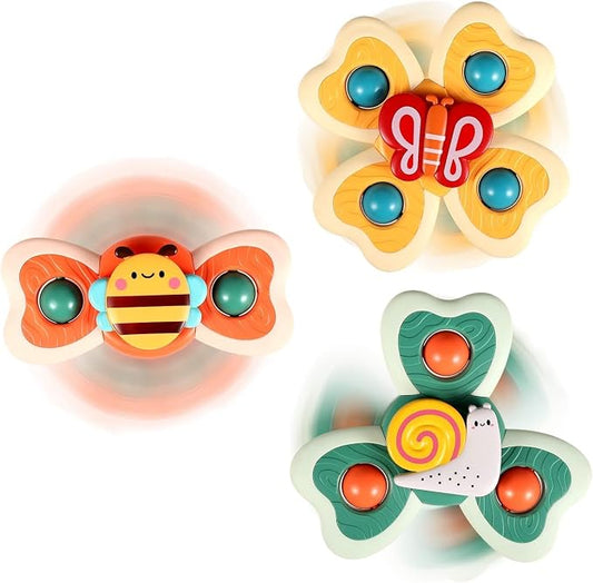 Suction Cup Spinner Airplane Travel Toys for 1 Year Old Boy Girl | Spinning Top 12 18 Months,1 2 Year Old Boy Birthday Gift,Baby Bath Toy for Kids Ages 1-3,Sensory Toy for Infant Toddlers