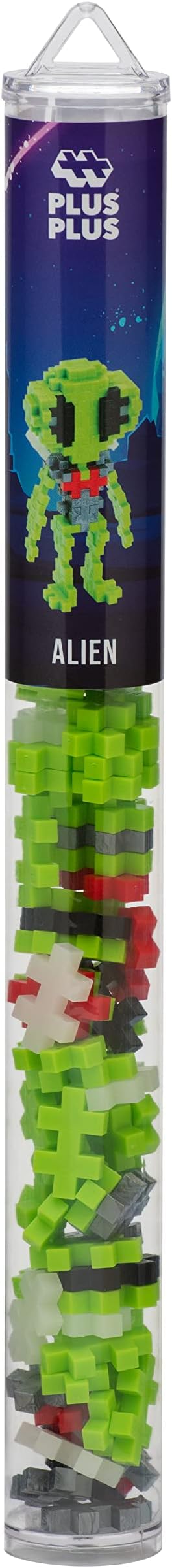PLUS PLUS Alien Tube - 3D Figure Building Block Set | Mini Waffle Blocks, Space Stem Toys, Kids Airplane Activities, Christmas Stocking Stuffers for Kids, Gifts for Boys & Girls