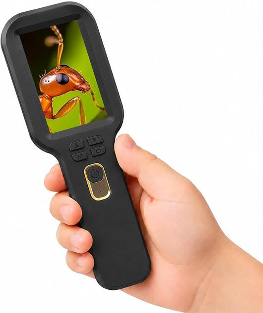 Kids Microscope Camera Autofocus Magnifier 500X STEM Gift Toy for Ages 4-12 | Handheld Digital Magnifying Glass Camera with 3.0" HD Screen and Photo/Video Record, Portable Edu Science Kits for Children