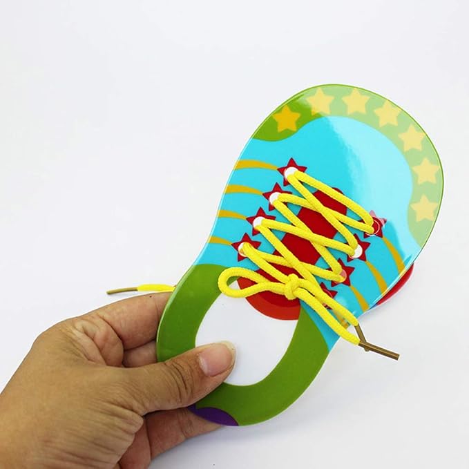 NUOBESTY Threading Toys 4 Pcs Shoelace Lacing Activity Set for Toddlers Early Childhood Education Hand-Eye Coordination Skill Development