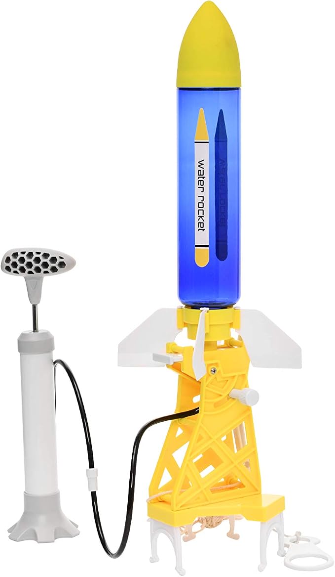 PLAYSTEM Outdoor Water Powered Rocket Physics Learning Set-with Tail, Body and Pump DIY Rocket Science Experiment Kit- Space STEM Outdoor Toys Gift for Kids,Teens, Boys & Girls