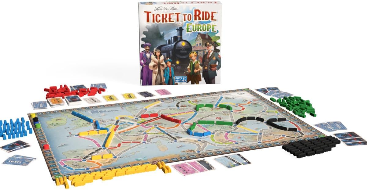 Ticket to Ride Europe Board Game (2026 Refresh) | Classic Train Adventure Strategy Game for Families, Kids and Adults, Ages 8+, 2-5 Players, 30-60 Minute Playtime