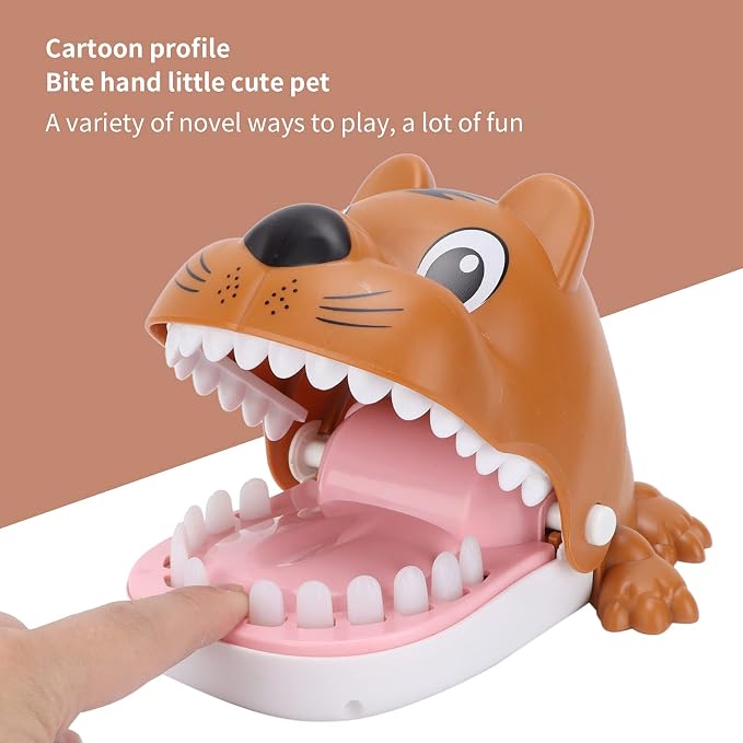 Bite Finger Whale Toys Whale Mouth Dentist Bite Finger Toy Interactive Game Funny Gags Toy for Kids Cute Whale Mouth Playing Toy with Smooth Surface Spray Paint T (Tiger Dog)