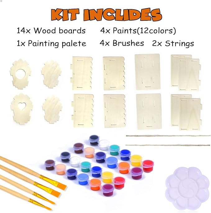 hapray 2 Pack Bird House Kits for Kids, DIY Birdhouse Kit Build and Paint