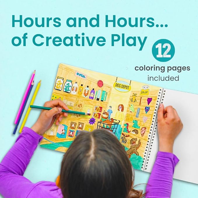 Cupkin Hello Dogs Coloring & Sticker Activity Book | 500+ Stickers | Spiral-bound kids craft format with 12 scenes, 12 art pages, side-by-side viewing, and an easy-peel design for ages 2–8