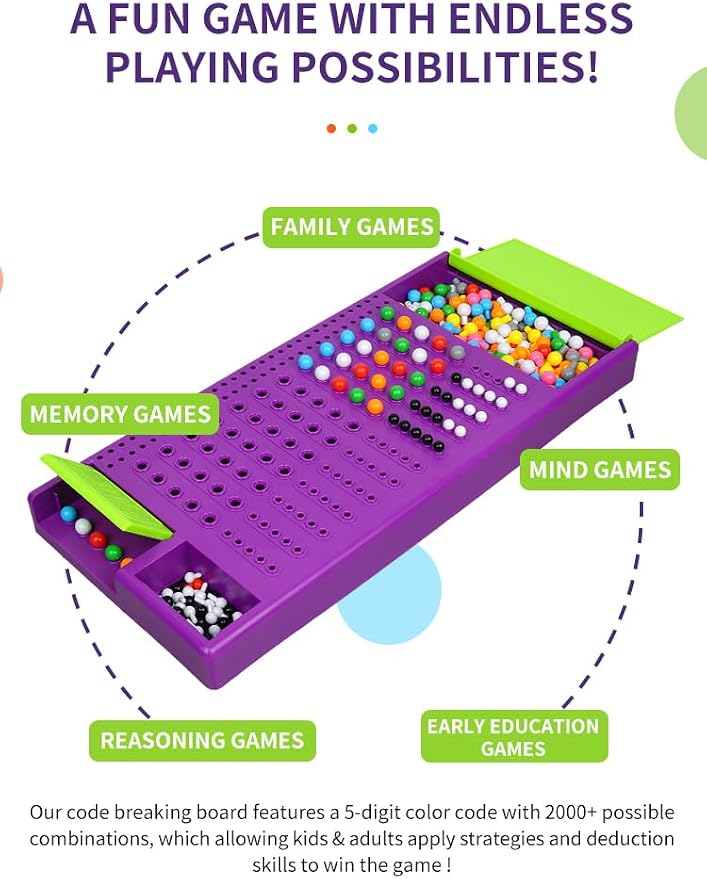 Game Code Breaking Family Board Game Code Breakers STEM Game Brain Exercise Logic Development Toys for Kids Ages 8 + and Adults Purple…