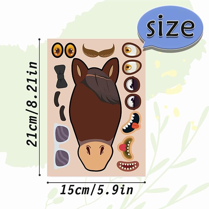 24 Sheets Make a Face Horse Stickers for Kids Toddlers Party Favors | Make Your Own Horse Stickers Birthday Decorations Supplies, Western Cowboy Cowgirl Crafts Activities Gifts Toys Games