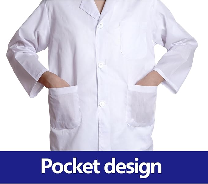Doctor Scientist Costume Kids Lab Coat and Goggles Children Dress Up Kit with ID Card Magnifying Glass for Halloween