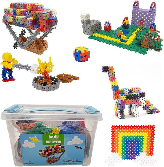 KADÜ 680 Piece Rainbow Set Kids Age 5+ Building Block STEM Interlocking Toy | Creative Mini Sensory Construction Puzzle tiles - Open Ended Play Gift Boys + Girls - Classroom Homeschool Manipulatives