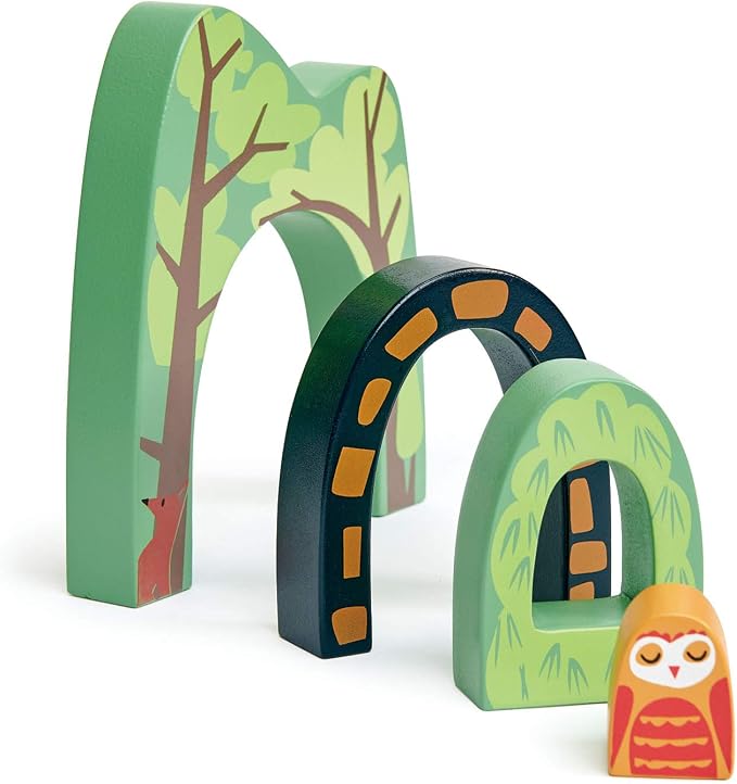 Tender Leaf Toys - Forest Tunnels - Stacking Train Set Accessories - Toy Stacker, Blocks - Open-Ended Toy Set for Inspires Creative and Imaginative Roleplay - Age 3+