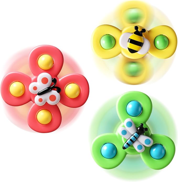Suction Cup Spinner Airplane Travel Toys for 1 Year Old Boy Girl | Spinning Top 12 18 Months,1 2 Year Old Boy Birthday Gift,Baby Bath Toy for Kids Ages 1-3,Sensory Toy for Infant Toddlers
