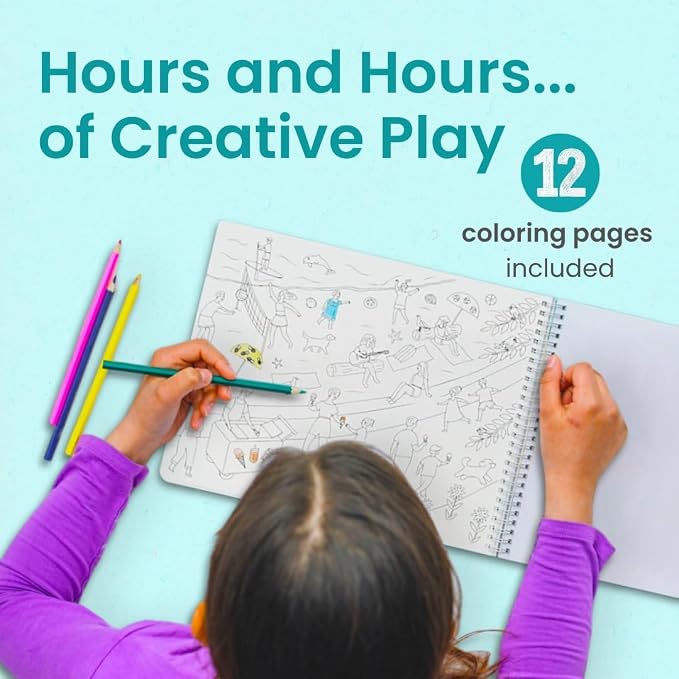 Cupkin Beach Day Coloring & Sticker Activity Book | 500+ Stickers | Spiral-bound kids craft format with 12 scenes, 12 art pages, side-by-side viewing, and an easy-peel design for ages 2–8