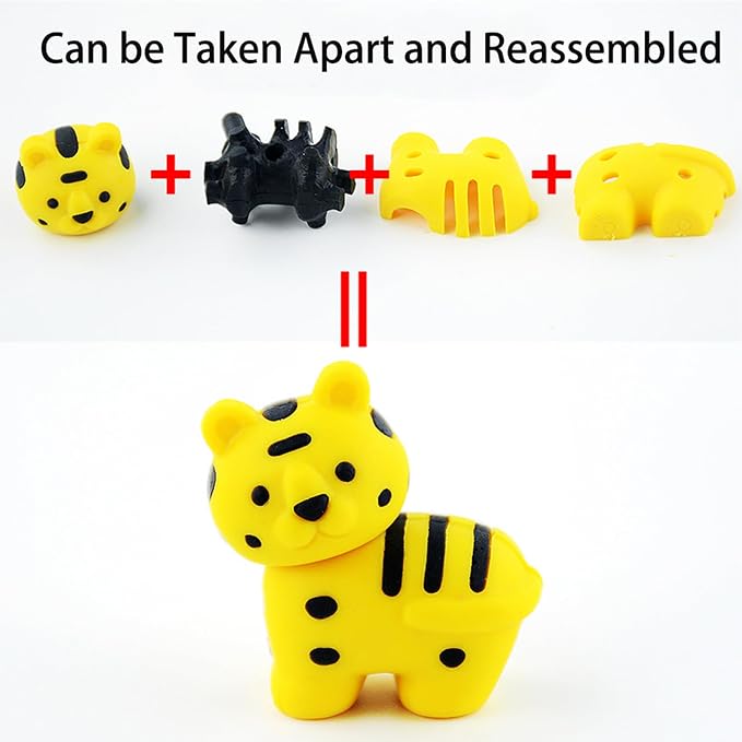 URSKYTOUS 60Pcs Animal Erasers Desk Pets for Kids,Classroom Prizes | Bulk Pencil Puzzle Erasers for Back to School,Treasure Chest,Goodie bag stuffers,Easter Egg Fillers,Stocking Stuffers