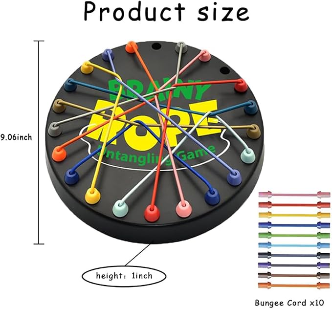 Rope Untangling Game, Brain Knots Game Strategy Thinking for All Ages | Elastic Rope Design, Plastic, Multi-color, Multi level Difficulty, practical portable storage bag, Fun Family Activity