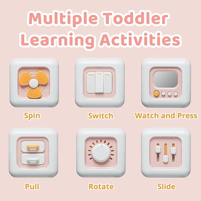 SOCBTNSO Montessori Busy Cube Travel Toy for Toddlers | Learning Fine Motor Skills, 1st Birthday Gifts for 1 Year Old Girl, 6 9 12 Months Baby