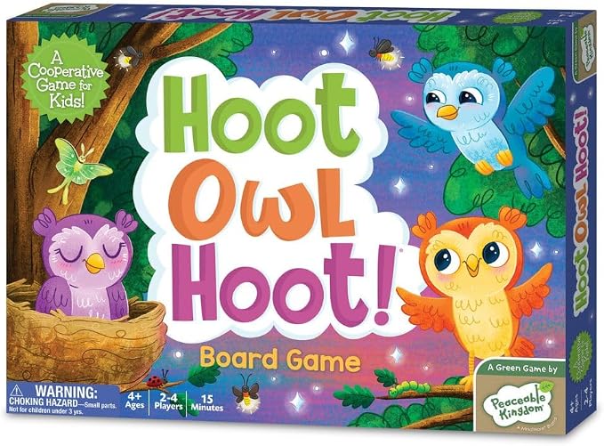 Peaceable Kingdom Hoot Owl Hoot - Cooperative Matching Game For Kids | Cooperative color-matching game—work together to fly the owls home before sunrise. Builds teamwork, ages 4+