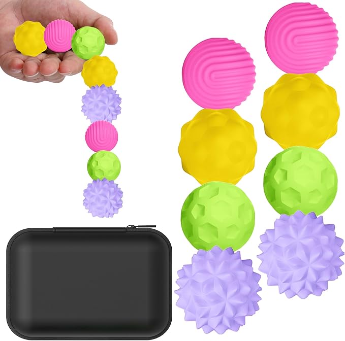 BUSOHA Silicone Magnetic Fidget Balls - 8 Pack Fidget Toys for Adult | Four Unique Textures Sensory Support,Quiet and Silent Stress Relief,Lightweight,Office,Travel,Anxiety,ADHD,Colorful