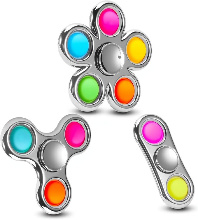 FIGROL Fidget Toys 3 Pack,Pop Fidget Spinner for Kids & Adults Relieves Stress and Calm Down,Sensory Toys for Kids with Autism ADHD Toys(Silver)