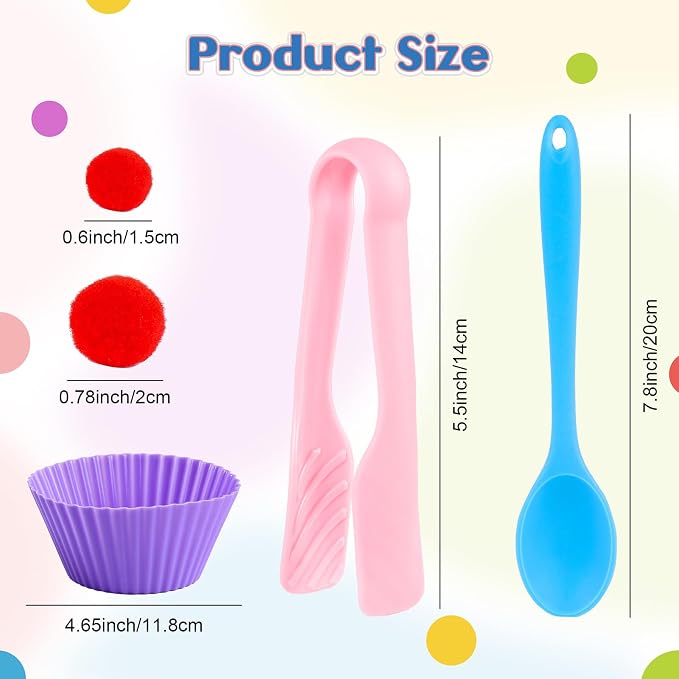 158 PCS Fine Motor Skills Set | 150 Pom Poms, 6 Sorting Bowls, Tweezers, Spoon, Sensory Bin Filler for Preschool Kids Counting, Sorting, Matching Training Ac