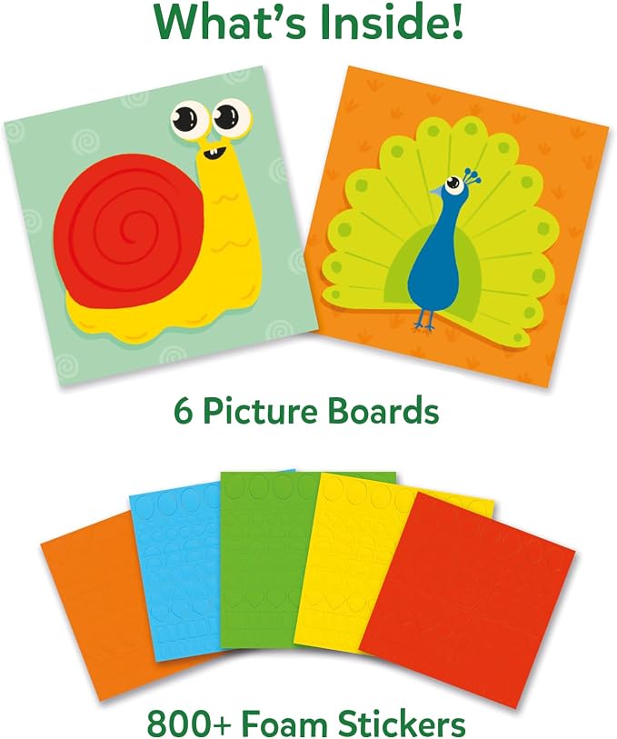Skillmatics Fun with Foam Sticker Art – Animals, Craft Kit, Gift for Kids | 3D Foam Stickers, Travel Toy, Mess-Free Fun for Boys & Girls, DIY Felt Craft Kits for Ages 3, 4, 5, 6, 7