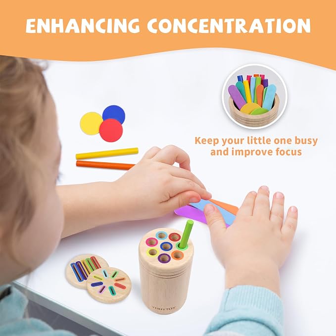 YHHYTOY Montessori Toys for 1 2 3 Year Old, Color Learning Sorting Toys