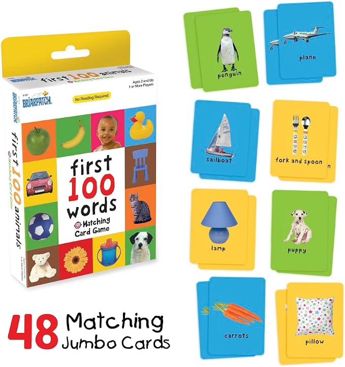 Briarpatch, First 100 Words Matching Card Game, Based On Board Books By Roger Priddy, Preschool Learning for Kids