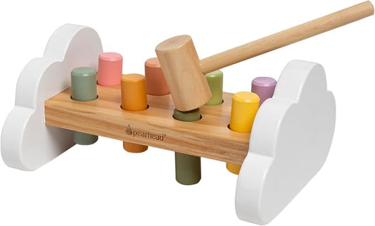 Pearhead Montessori Hammer Bench, Wooden Pounding Toy for Toddlers | Early Development Activity, Fine Motor Practice, Colorful Interactive Play, Ages 1+