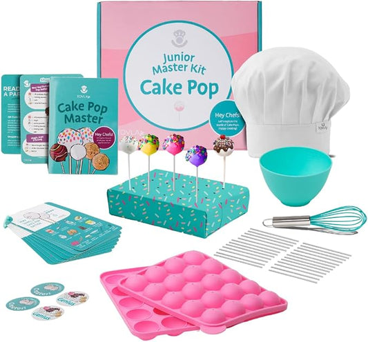 Kids Cake Pop Maker Kit | Real Reusable Baking Tools | Ages 6-12 | Cake Pop Making Set | Visual Recipe Cards | STEM DIY Baking Activity | Screen Free Fun | Birthday Christmas Gift