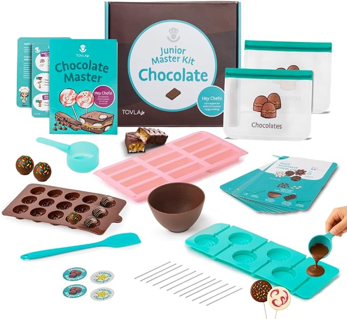 Kids Chocolate Making Kit | Real Reusable Candy Tools | Ages 6-12 | STEM DIY Activity | Chocolate Molds and Visual Recipe Cards | Screen Free Fun | Birthday Christmas Gift