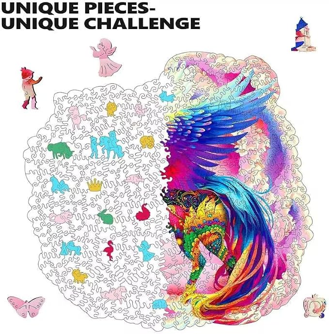 MYS Aurora Wooden Jigsaw Puzzles for Adults, Unicorn Puzzles 925 Pieces | Unique Animal Shaped Wooden Puzzles for Adults and Kids, Family Game 23.3x22.5 Inch