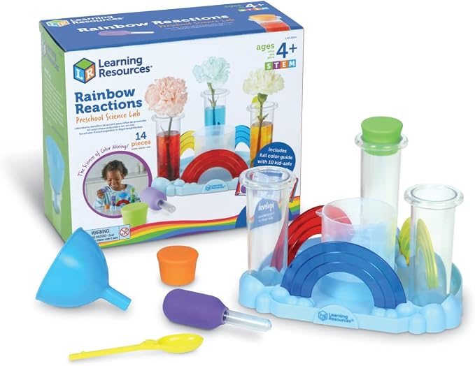 Learning Resources Rainbow Reactions Preschool Science Lab | Preschool Science Kit, Experiments for Kids, STEM Toys for Boys and Girls, 14 Pieces, Ages 4+