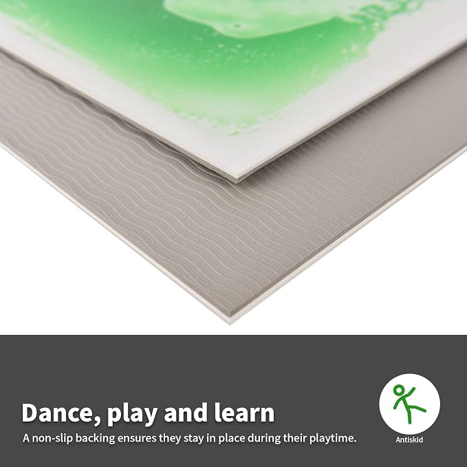 LONGKING 9 Pack 12" X 12" Sensory Tiles for Activity Play Centers for Children, Sensory Floor Tiles, Liquid Floor Tiles, Autism Sensory Poducts | Sensory floor tiles, soft liquid gel, 12"x12", color movement play mat, playroom classroom daycare, 9-pack