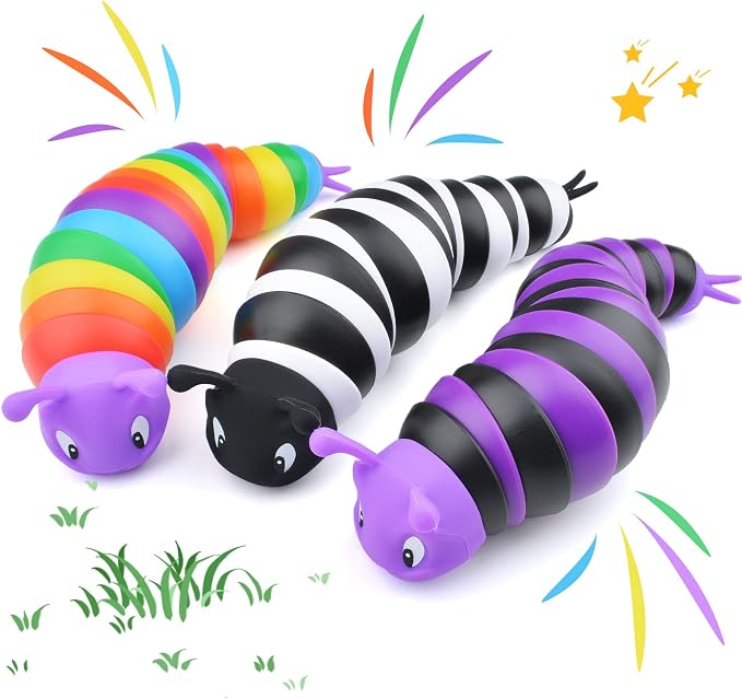 Cevioce Fidget Slug Toy, Sensory Slug Fidget Toys for Kids & Adults, 1 PC Autism Sensory Toys for Autistic Children Toddlers, Toddler Toys 3+ Year Old, Easter Basket Stuffers Gifts for Boys Girls B