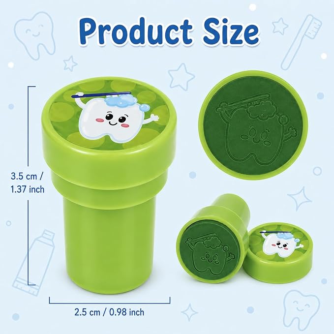 Cinrobiye 24 Pcs Teeth Stampers Party Favor Set, Cute Dental Health Stamps for Kids Birthday Party, Classroom Rewards, Educational Learning Toys, Goody Bag Fillers, Dental Care Party Supplies