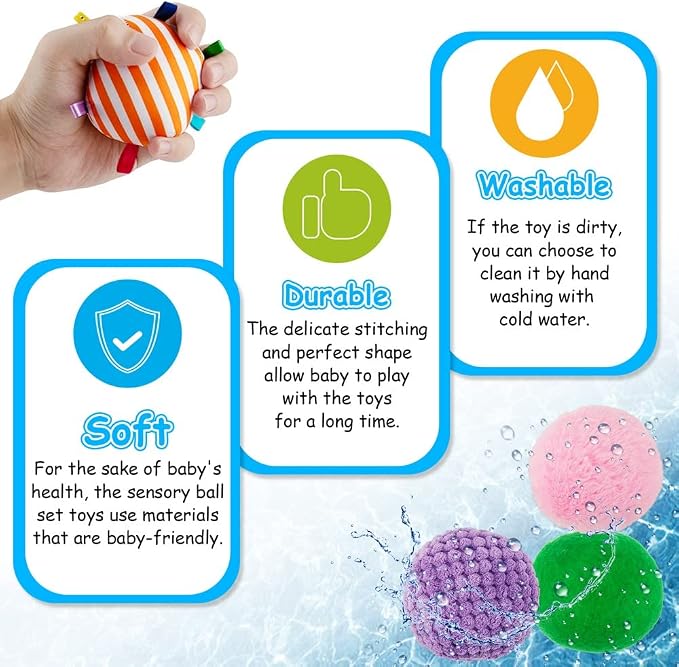 Baby Sensory Texture Ball Toy Set,10Pcs Montessori Toys for Babies 6-12 Months,Develop Fine Motor & Sensory Play for Newborns’ Early Learning,Fidget Stress Toys for Autism/Anxiety Relief.