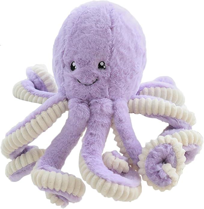 Fluffy Octopus Stuffed Animal Hugging Pillow Plush Toy Doll Purple,23.6Inch | Sweet Smile Face | 8 Springy Tentacles | No Loose Parts | Machine-wash | Safe Polyester Fill | Sturdy Stitched | Ideal Gift