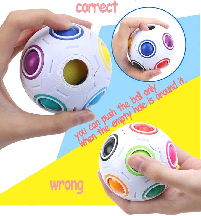 Magic Rainbow Ball Puzzle Fidget Stress Relief Ball Brain Teasers Games 12Holes