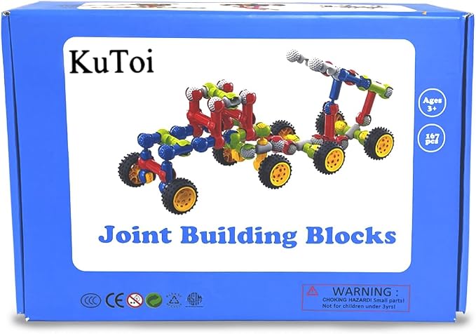 KUTOI Stem Building Blocks Set - 167 Pcs With Wheels - Ideal for 5 Year Old Boys and Girls - Educational and Creative Building Games