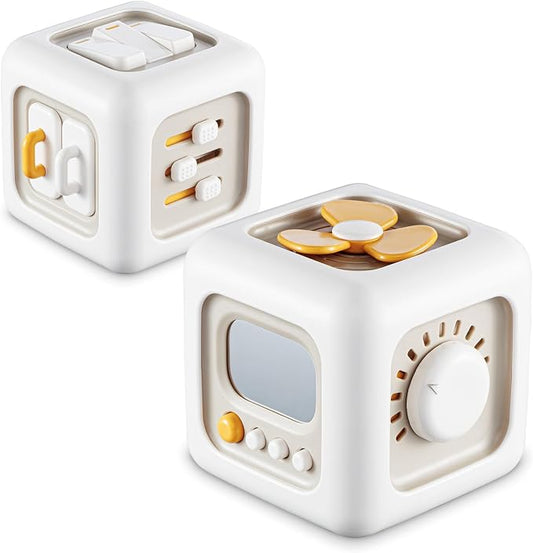 SOCBTNSO Montessori Busy Cube Travel Toy for Toddlers | Learning Fine Motor Skills, 1st Birthday Gifts for 1 Year Old Boy, 6 9 12 Months Baby