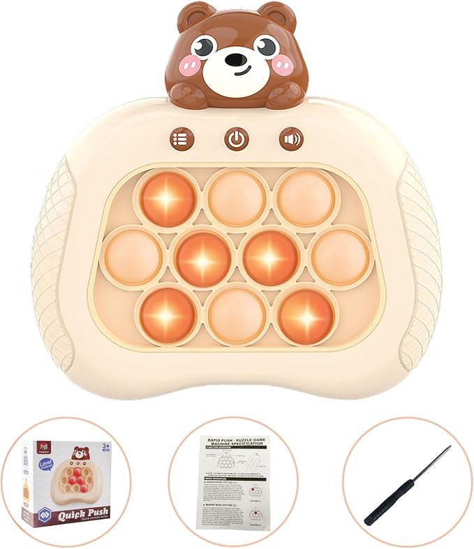 Intoypad Pop The Target! Handheld Speed Push Fidget Game Machine Bear | A Fun Multiplayer Game Sensory Fidget ADHD Autism Toys Birthday Gifts for 6 7 8 9 10 11 12 Years Old Kids Road Trip Car Games